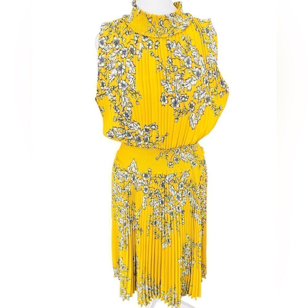 Nanette Nanette Lepore  Smocked High Neck Sleeveless Pleated Dress size 12. - Picture 4 of 11